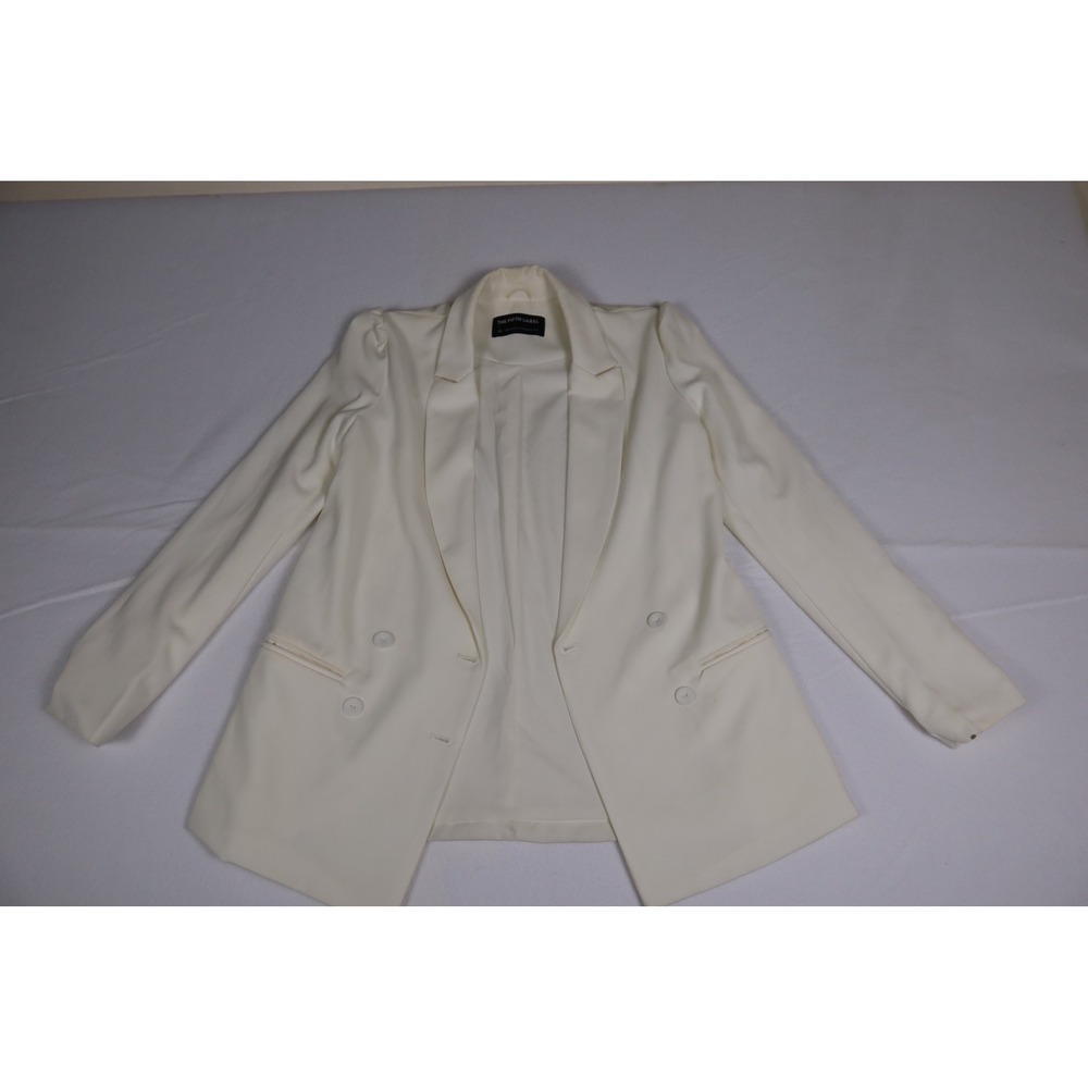 The Fifth Label Womens Cream Double Breasted Puff Shoulder Blazer Jacket XS